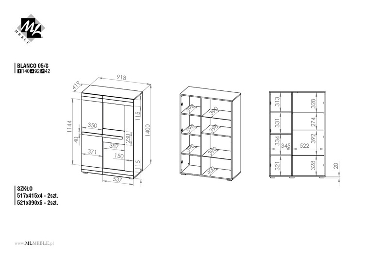 Witryna BLANCO 05 Sosna Śnieżna