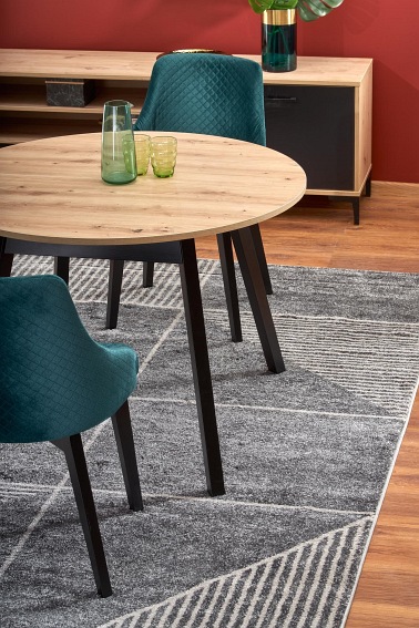 Stół Rozkładany RUBEN (102x142)x102 Dąb Artisan/Czarny