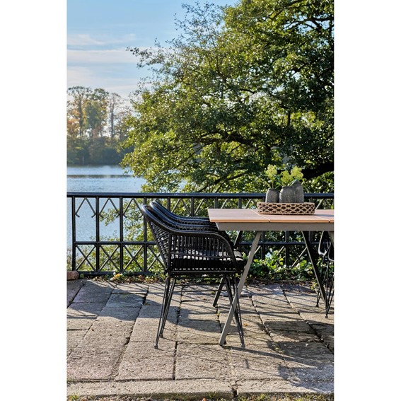 Stół Ogrodowy TORONTO 100x220cm Dąb Naturalny/Czarny