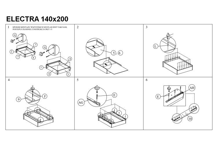Łóżko ELECTRA 140X200 Szary/Dąb Tap. 76