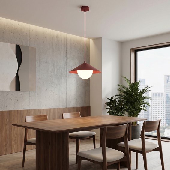 Lampa Wisząca MONO 1S Burgundowy/Opal