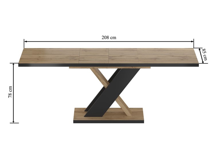 Stół Rozkładany ST16-FX (138-208)x85 Dąb Wotan/Czarny
