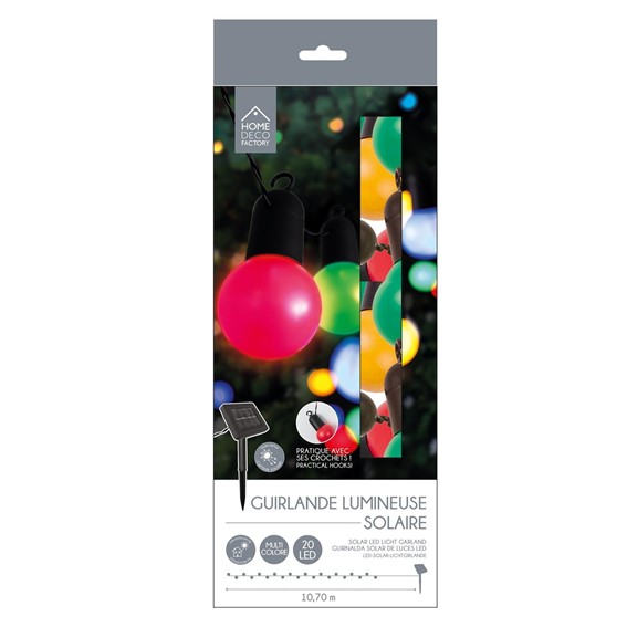 Girlanda SOLARNA Żarówkowa 20 LED Kolorowa