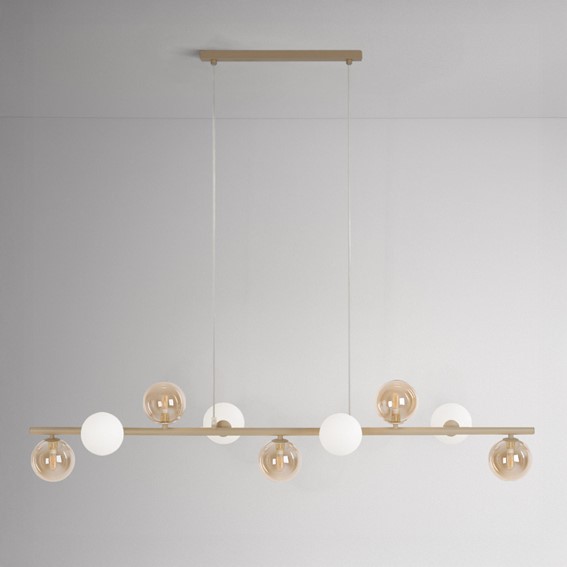 Lampa Wisząca LEMO K-5848 Biały/Beż/Bursztynowy