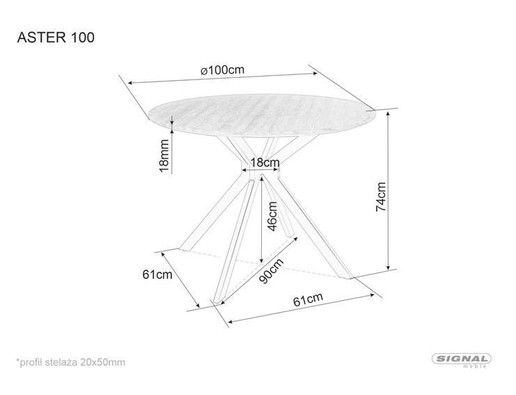 Stół Okrągły ASTER fi100 Dąb