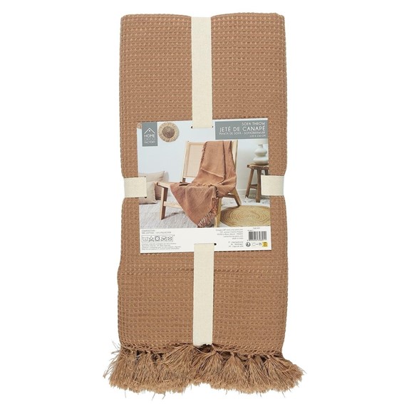 Narzuta na Łóżko Waflowana 120x150cm Ochra