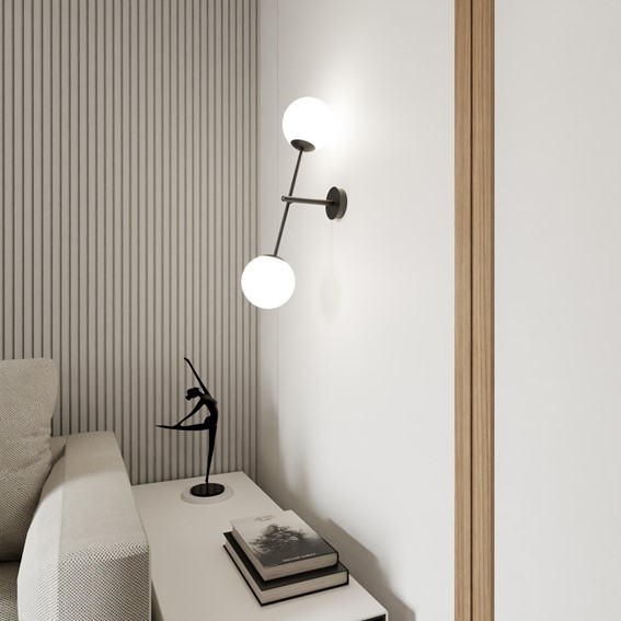 Kinkiet LINEAR K2 Czarny/Opal