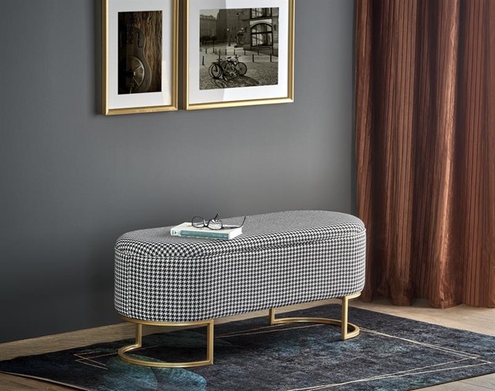 Ławka z Funkcją Pojemnika HARMONY Złoty/Czarny/Biały