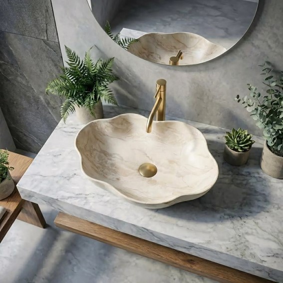 Umywalka Nablatowa PEARL KALLISTO Beżowy