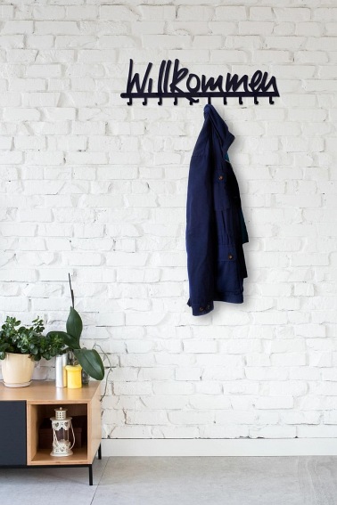 Wieszak Ścienny Willkommen 4x63x18 Czarny