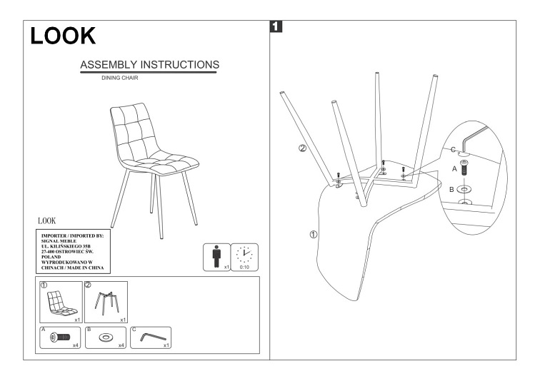 Krzesło LOOK Czarny/Brązowa Ekoskóra