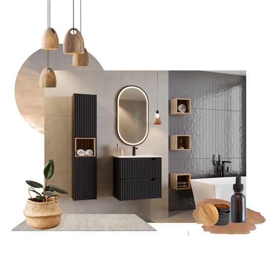 Zestaw Meblowy BEYOND 120cm Dąb Wotan/Czarny Mat