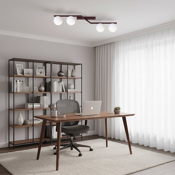 Lampa Sufitowa NATON 4 Burgundowy/Opal