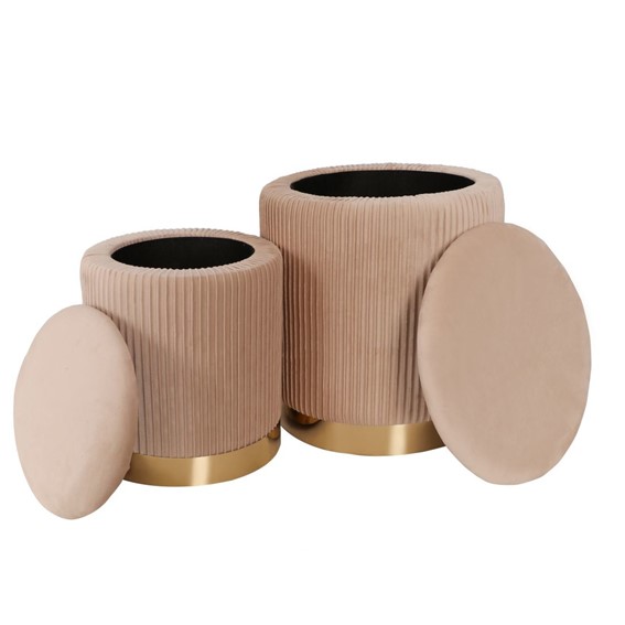 Zestaw Puf Velvet P4-FX Beżowy/Złoty