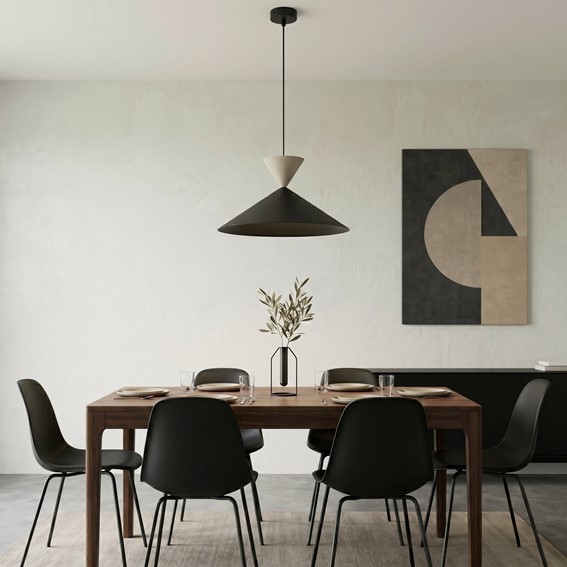 Lampa Wisząca RALF 1M Czarny/Beżowy