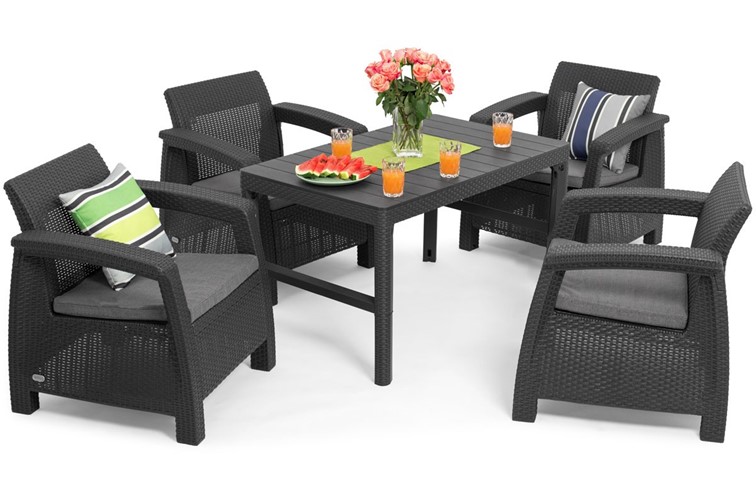 Zestaw Ogrodowy Corfu Lyon Quattro 4-Osobowy Grafit