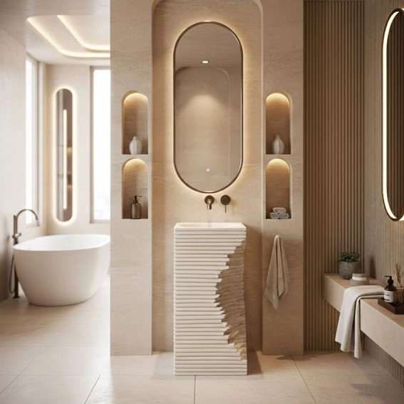 Umywalka Wolnostojąca TRAVENA SQUARE Beżowy