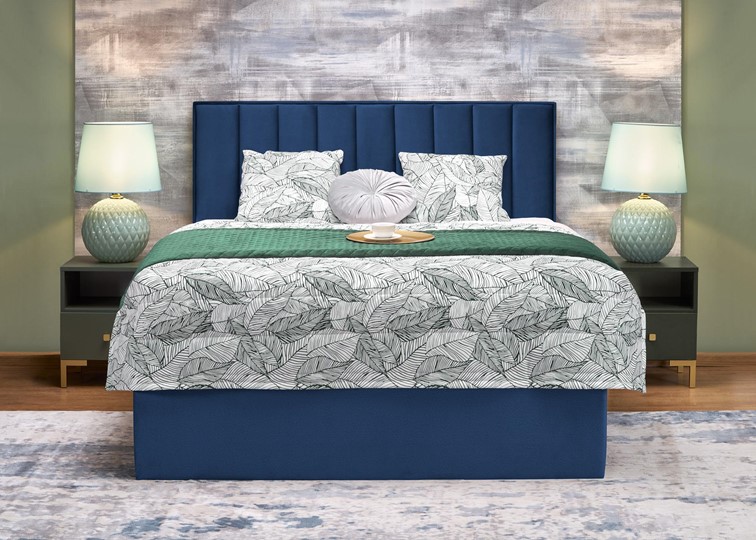 Łóżko Kontynentalne Tapicerowane ASENTO 160x200 Granatowy