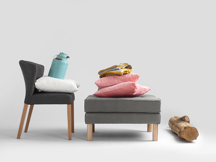 Puf Topic Wood 45x75x65 Stalowy/Naturalny