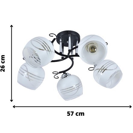 Żyrandol ABELIA 5 Srebrny/Czarny