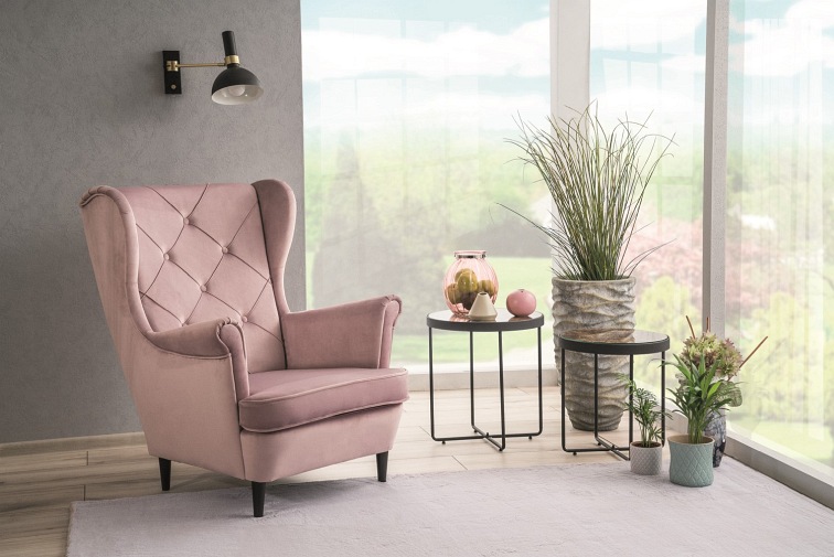 Fotel LADY Velvet Antyczny Róż Bluvel 52