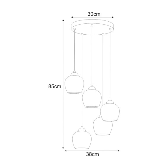Lampa Wisząca TULA K-5607 Czarny/Złoty/Bursztynowy