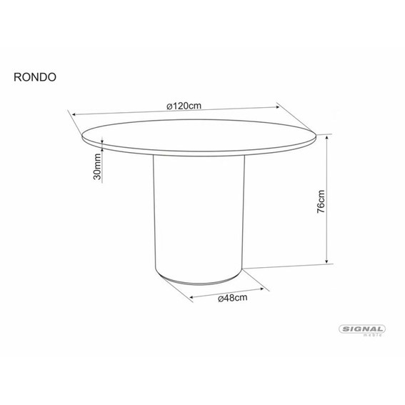 Stół RONDO Ceramic Fi120cm Biały Połysk/Orzech