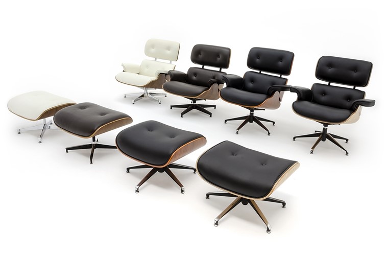 Fotel z Podnóżkiem LOUNGE Czarny/Orzech