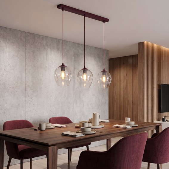 Lampa Wisząca ISTAR 3 Burgundowy/Transparentny
