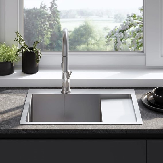 Zlewozmywak Stalowy Fin Nikiel Szczotkowany