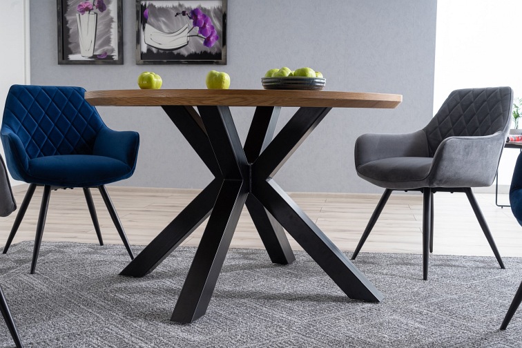 Stół Okrągły RITMO fi120 Dąb/Czarny