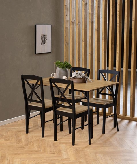 Stół PERU 120x80cm Dąb/Czarny