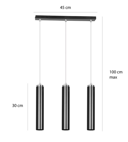 Lampa Wisząca LUNA 3 Czarny