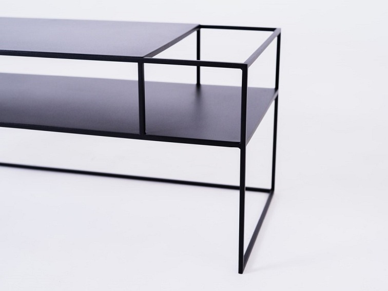 Stolik RTV Senso Flower Metal P 120x45 Czarny