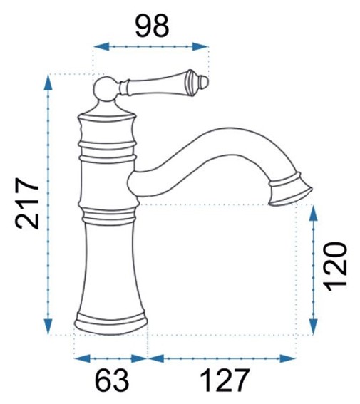 Bateria Umywalkowa Niska VINTAGE Czarny Przecierany