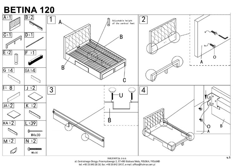 Łóżko BETINA z Pojemnikiem 120x200 cm Popielaty