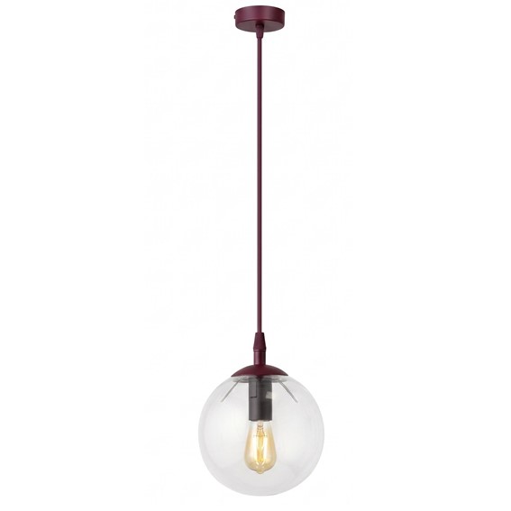 Lampa Wisząca COSMO 1 Burgundowy/Transparentny