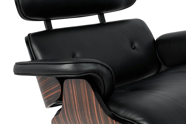 Fotel z Podnóżkiem LOUNGE HM PREMIUM Czarny/Heban