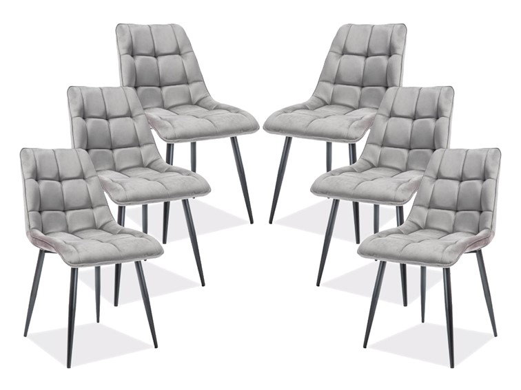 Zestaw 6x Krzesło CHIC Velvet Czarny/Szary Bluvel 14