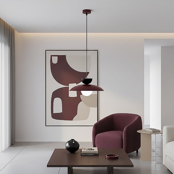 Lampa Wisząca MULAN 1 Burgundowy/Czarny