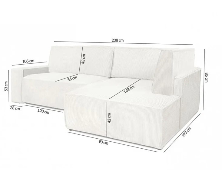 Narożnik PILLOW L z Funkcją Spania Beżowy I Grupa Tkanin