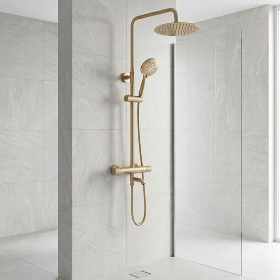 Zestaw Natryskowy z Termostatem LUNGO DIAMOND Złoty Szczotkowany