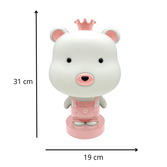 Lampka Dekoracyjna Misiek z Koroną Różowy