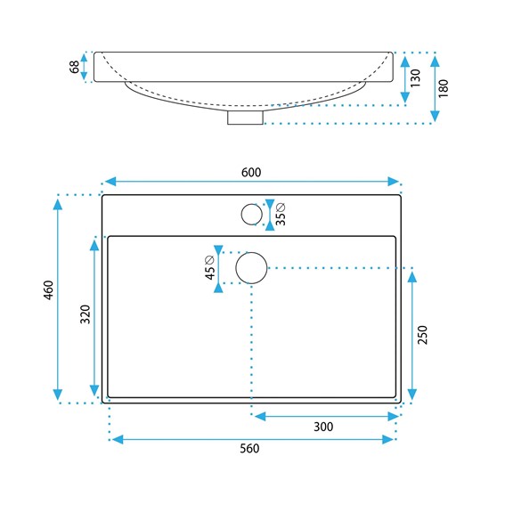 Umywalka Wpuszczana MANDY Biały