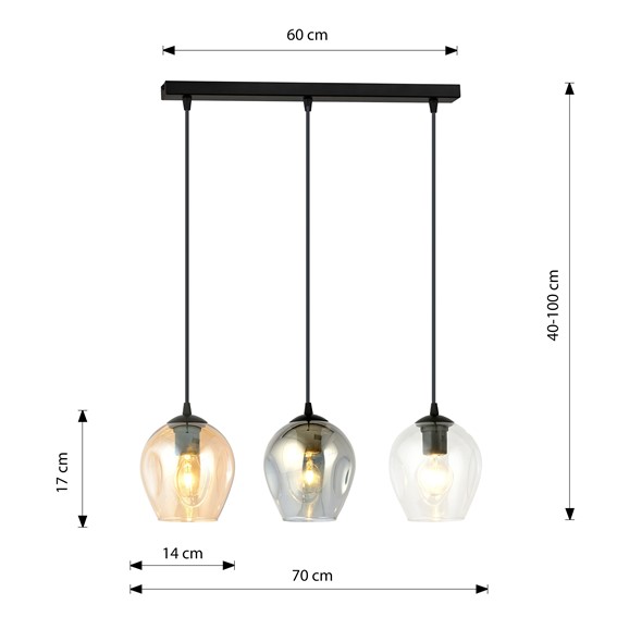 Lampa Wisząca ISTAR 3 MIX Czarny