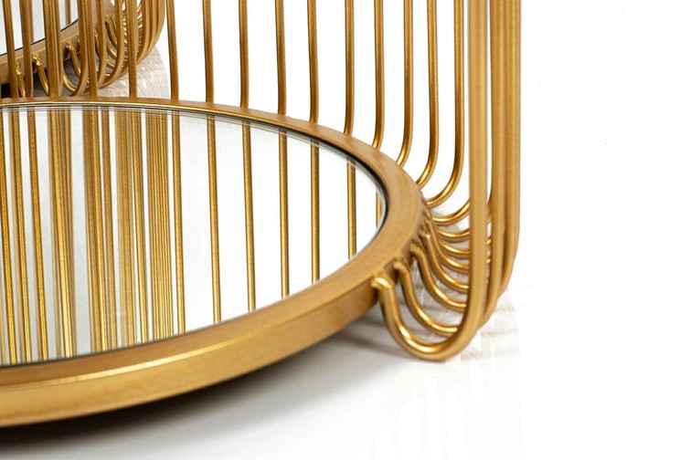 Zestaw Stolików Kawowych WIRE DOUBLE II Mosiądz