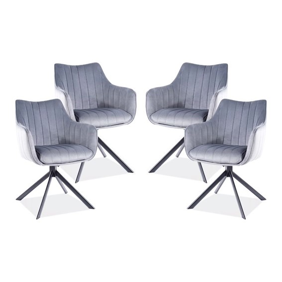 Zestaw 4x Krzesło AZALIA Velvet Czarny/Szary Bluvel 14