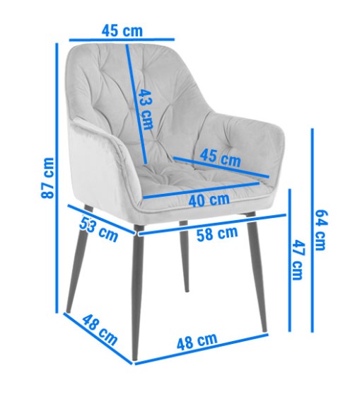 Krzesło EMMA Welur Czarny/Beżowy