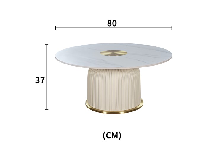 Stolik MODIG M72 fi80 Biały/Złoty