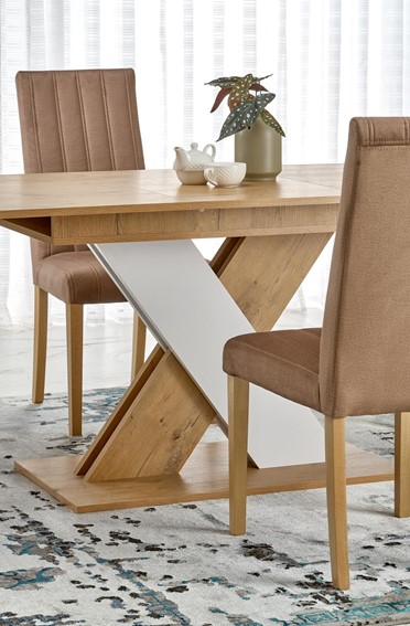 Stół Rozkładany XARELTO (130-175)x85 Biały/Dąb Lancelot